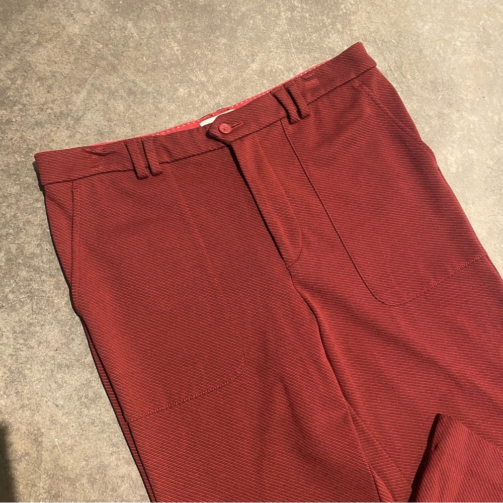 Anthropologie Sz 12 Tall Red Burgundy The Essential Trouser Slim Bootleg - Picture 6 of 6